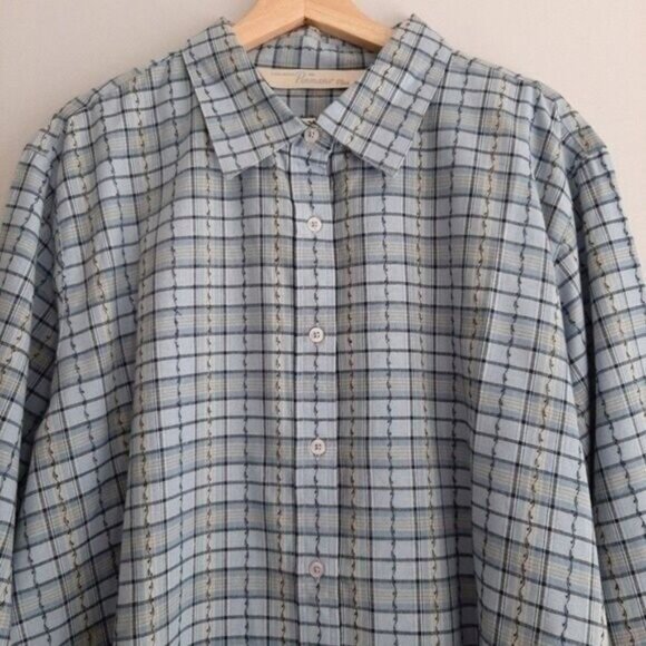 PENMANS Button Down Plaid Check Shirt Blue PLUS Sz 3X - Picture 3 of 10